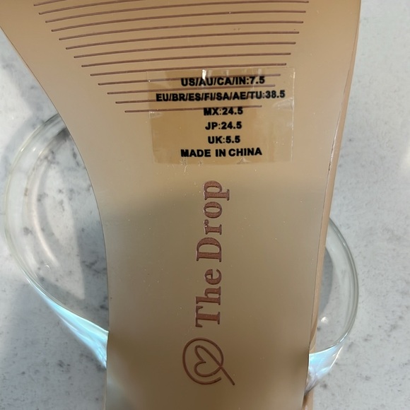 NWT - The Drop Avery Square Toe 2 Strap High Heeled Sandal - Tan / Clear - 7.5 - Picture 15 of 16